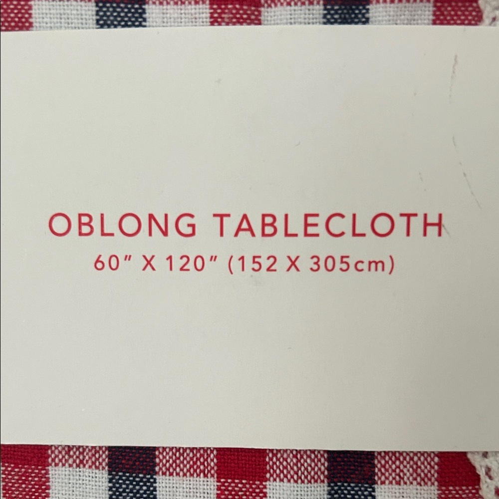 Isaac Mizrahi 4th of July Red White and Blue Gingham Oblong Tablecloth Lace Trim - Picture 3 of 8